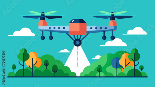 AIpowered drones that spray fertilizers and pesticides in a targeted and efficient manner reducing labor costs and improving crop performance.. Vector illustration