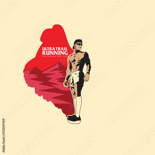 ultra trail run illustration image for background and logo vector