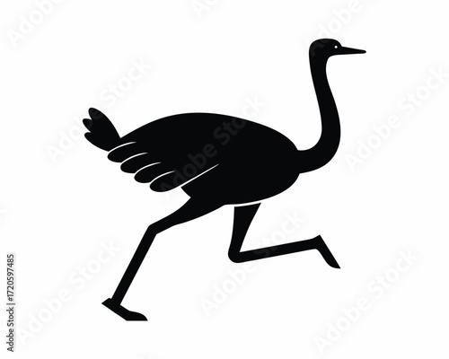 Ostrich running silhouette vector 