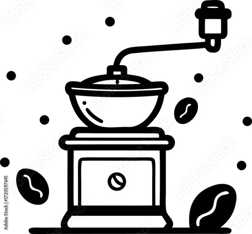 Manual Coffee Grinder Doodle Illustration