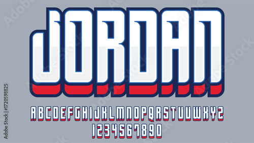 metallic silver blue and red sports isolated letters for logo