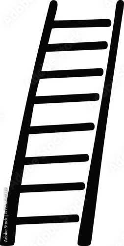 DIY Ladder Doodle Silhouette Vector Hand Drawn Simple
