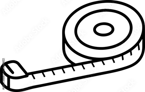 DIY Tape Measure Doodle Silhouette Vector Simple