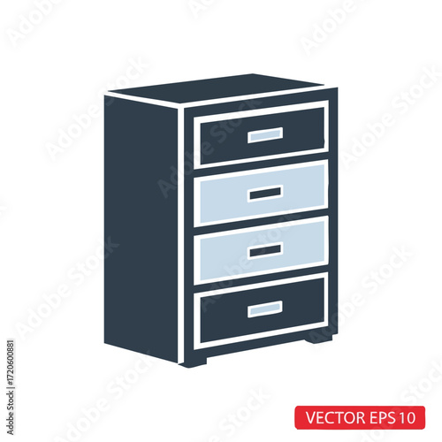 Modern Nightstand with Drawers Vector Illustration for Interior Design