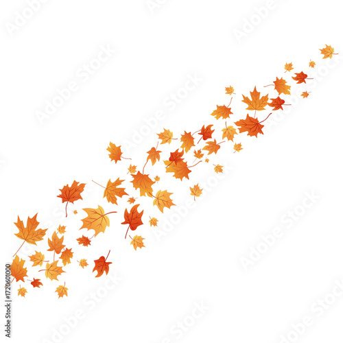 Autumn Fall Leaves in the Wind Vector Illustration