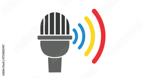 Retro Microphone Icon for Podcast Recording and Audio Concepts