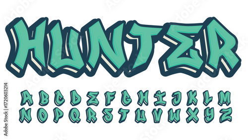Green 3d tag graffiti isolated font