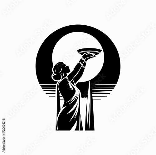 Woman with Sieve Silhouette – Karva Chauth Ritual