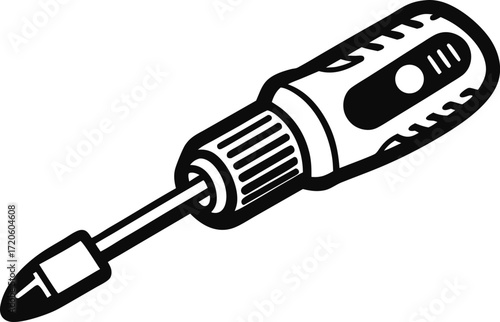Hand Drawn Screwdriver Doodle Silhouette Vector Illustration