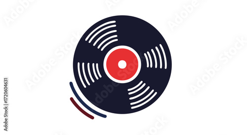 Retro Vinyl Record Logo Icon for Music Streaming and Audio Entertainment Isolated on White