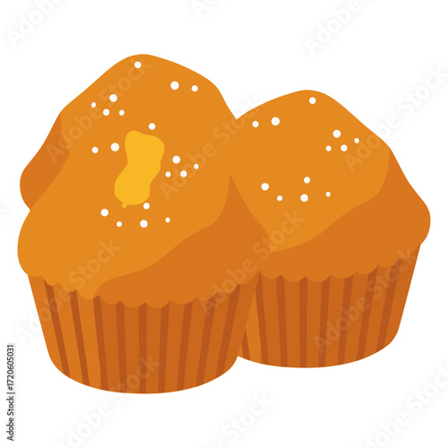 Magdalenas Spanish muffins flat color vector illustration template design