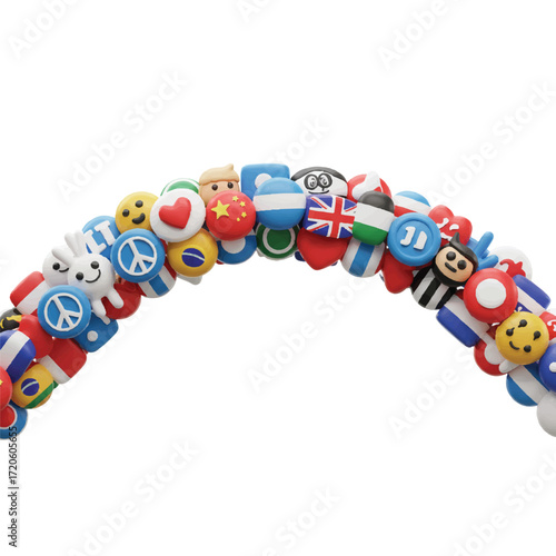 Dynamic representation of international connections forming a diverse global network arch, symbolizing unity, communication, and worldwide community