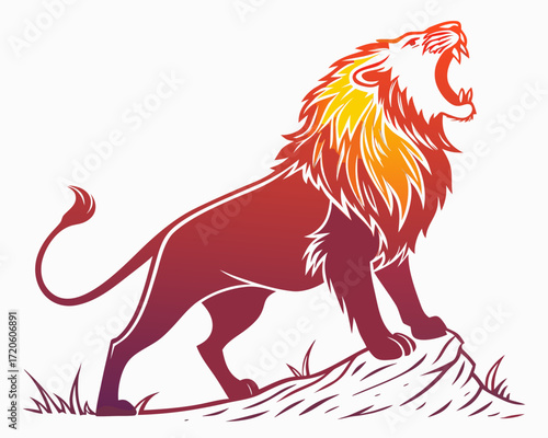 modern Lion roaring silhouette vector isolated on white background