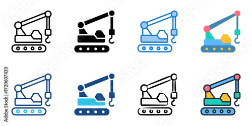 Cranes icon set multiple style collection 
