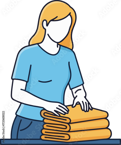 Woman folding towels