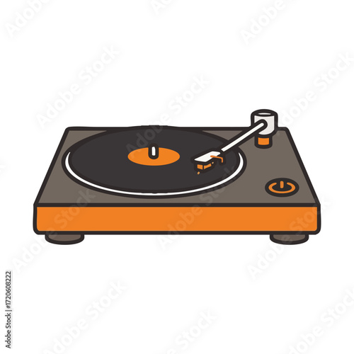 Vintage Turntable Illustration Retro Vinyl Record Player for Music and Audio Design