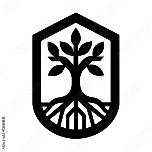 Tree of Life Logo in Shield - Growth and Nature Symbol Vector