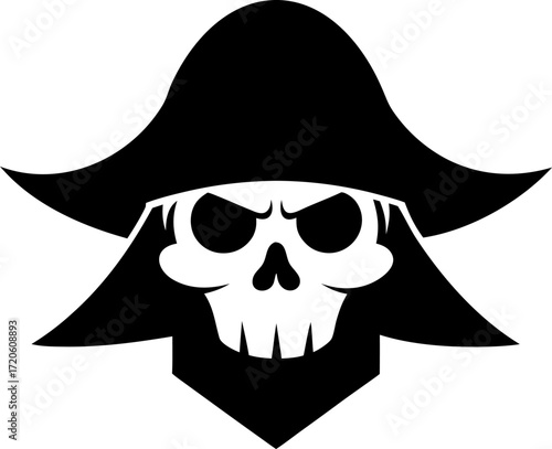 Pirate Mask Silhouette Vector Illustration with Skull