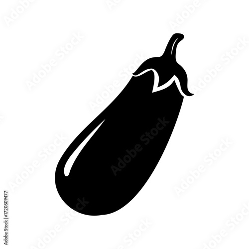 Elegant black and white eggplant illustration for culinary and artistic themes