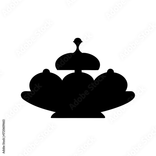 Black Silhouette of a Two Tiered Serving Dish or Candy Dish