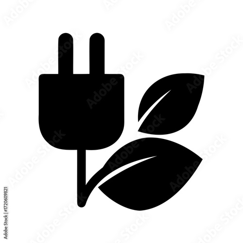 Ecological electricity icon conveying the concept of green and sustainable energy
