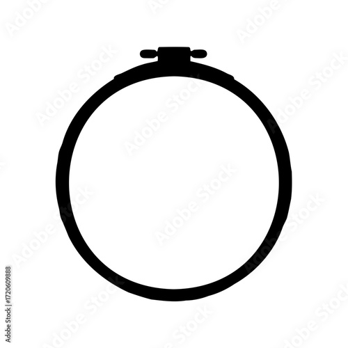 Silhouette of an Embroidery Hoop with Adjustment Hardware and Clear Space