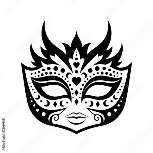 Mysterious Party Mask Logo with Horns and Ornaments