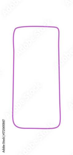 Organic hand drawn rectangle frame with doodle outline and subtle freehand box shape. Quote template card and creative background for memo or message, playful detail for artistic concept.