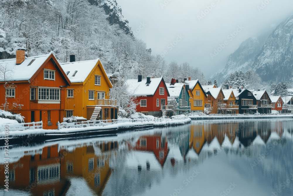 Fototapeta premium Colorful houses in Norway.