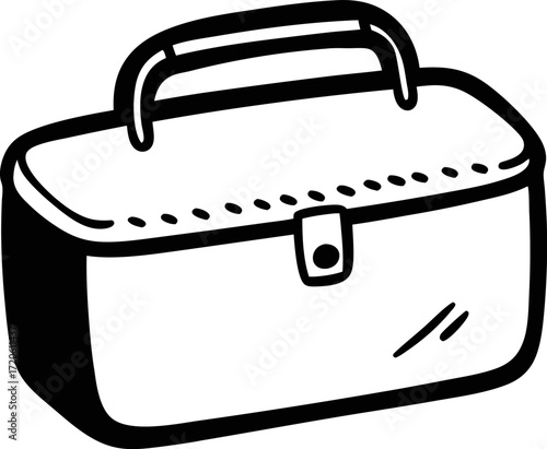 Stylish Doodle of Lunchbox Hand Drawn Silhouette Vector