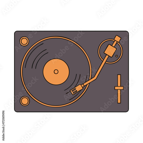 Vintage Turntable Illustration Retro DJ Music Concept