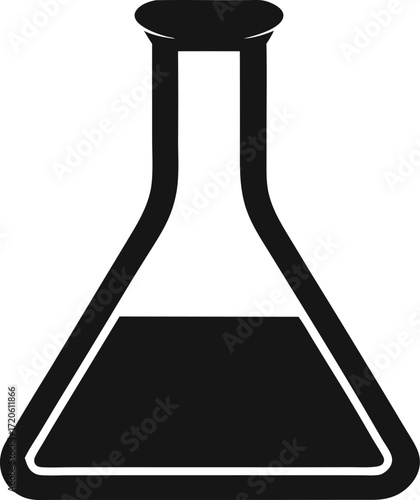 Stylish Science Flask Flat Silhouette Vector Illustration