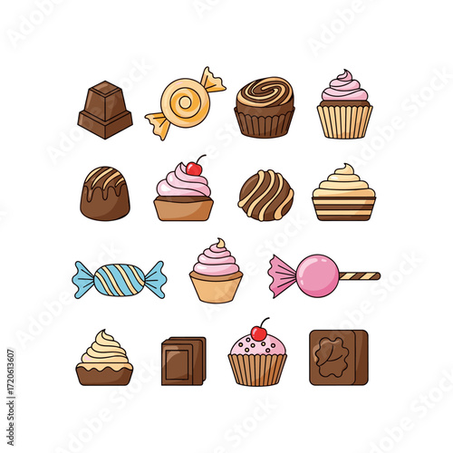 Collection of Delicious Chocolates and Candies Assortment.