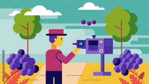 A winery utilizes AIpowered cameras to inspect gs for riss and disease ensuring only the best are used in production.. Vector illustration