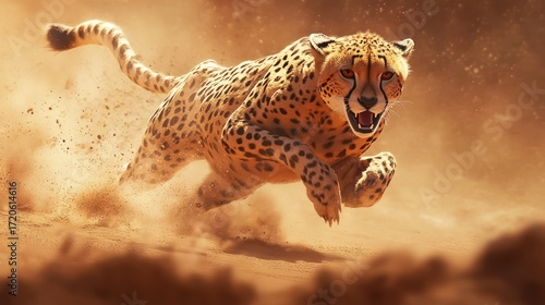 Cheetah in Motion: A Majestic Sprint Across the African Savanna