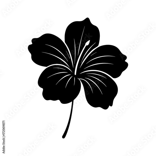 Bold black silhouette of a tropical hibiscus flower