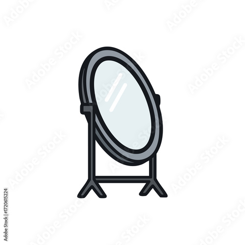 Oval Mirror Illustration Simple Vector Graphic for Websites and Apps