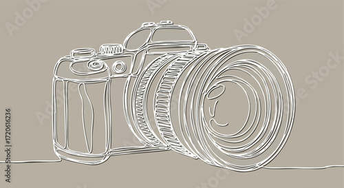 Elegant Line Art DSLR Camera Illustration