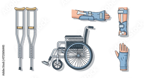wheelchair and crutches