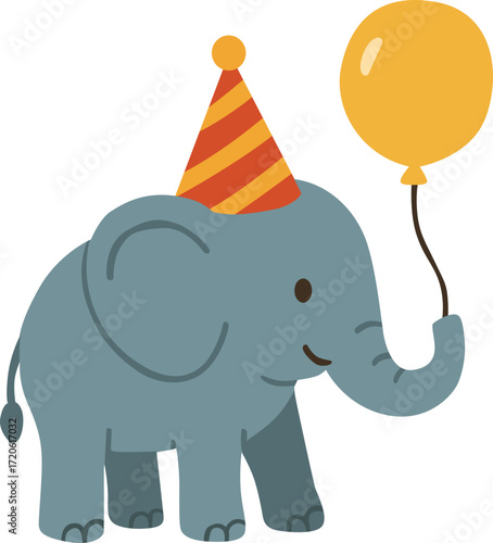 baby elephant with balloons