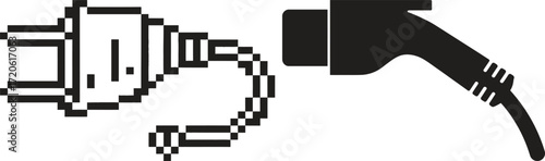 Electric car charging plug and socket symbol for clean energy