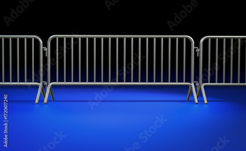 Photography Barrier in the Spotlight:  A row of sleek, metallic barriers stands at attention against a gradient background