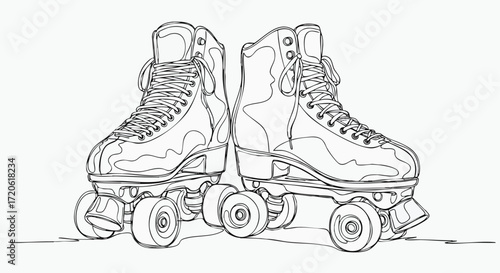 Vintage Roller Skates Line Art Retro Skate Illustration