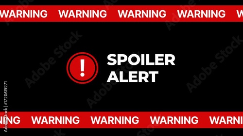Spoiler Alert Warning. Movie Spoiler Alert, Spoiler Alert icon Animation. Alpha Channel, Transparent Backogrund