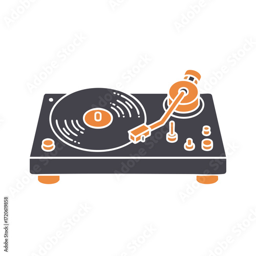 Vintage Turntable Illustration Retro Music Icon Design