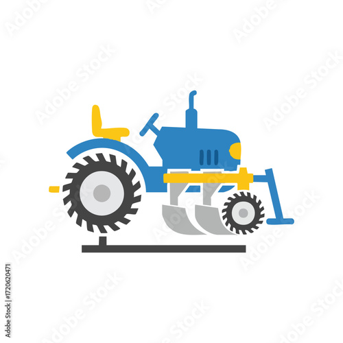 Blue Tractor Icon Agriculture Farming and Rural Transportation Vector Illustration