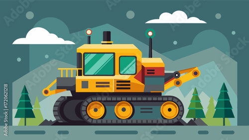 A robotic harvester specially designed for harvesting in extreme weather conditions eliminating the risks and challenges faced by human workers in such situations.. Vector illustration