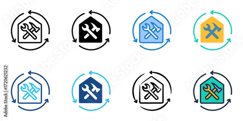 Renovation icon set multiple style collection 
