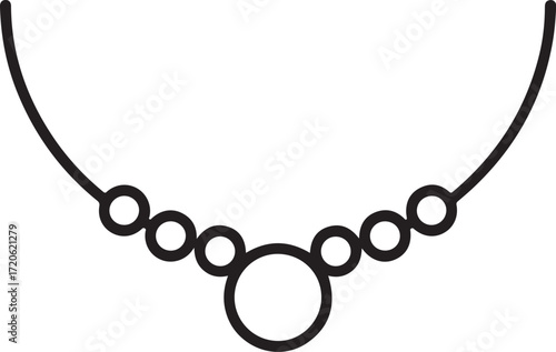 Simple outline drawing of a necklace with a central pendant