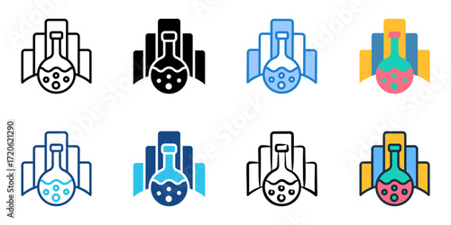 Laboratory icon set multiple style collection 
